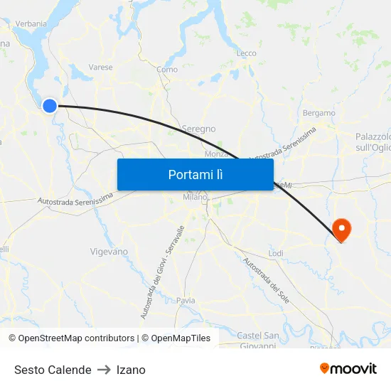 Sesto Calende to Izano map