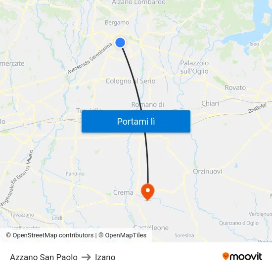 Azzano San Paolo to Izano map