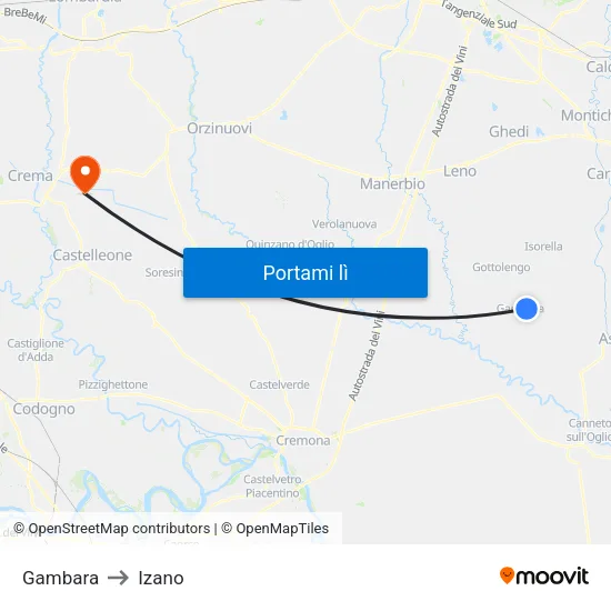 Gambara to Izano map