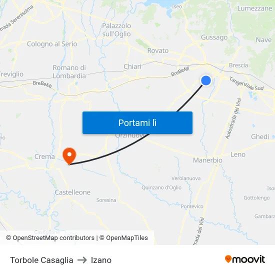 Torbole Casaglia to Izano map
