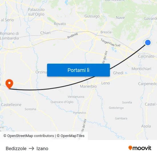 Bedizzole to Izano map