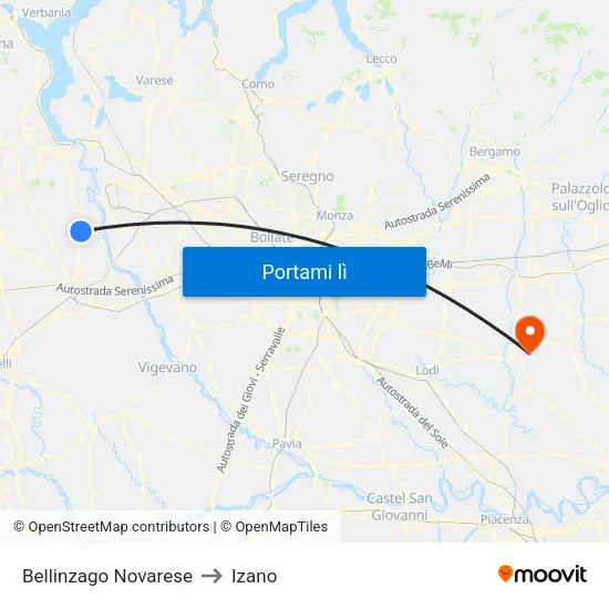 Bellinzago Novarese to Izano map