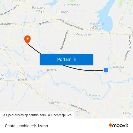 Castellucchio to Izano map