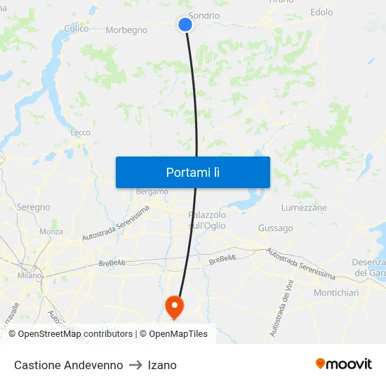 Castione Andevenno to Izano map