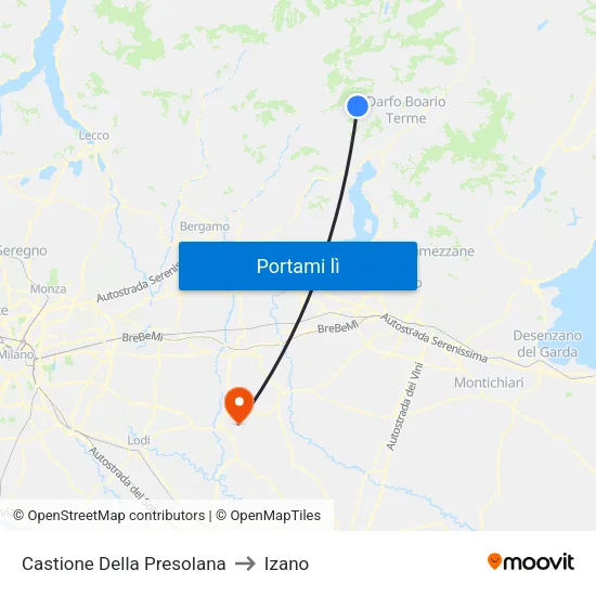 Castione Della Presolana to Izano map