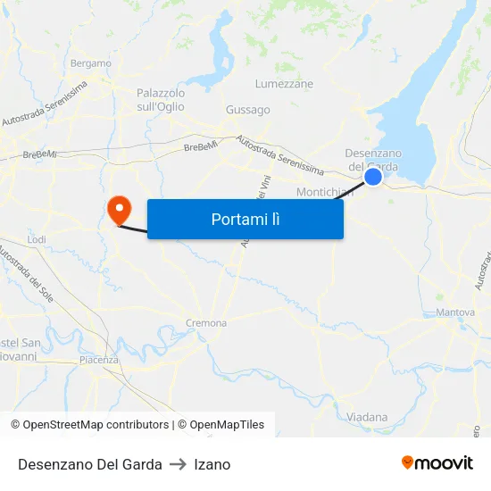 Desenzano Del Garda to Izano map