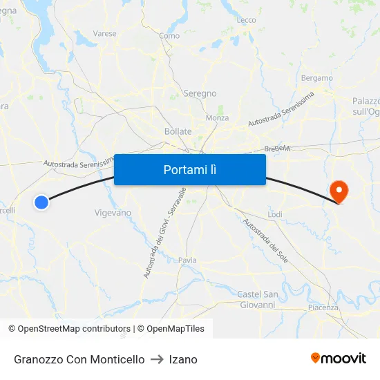 Granozzo Con Monticello to Izano map