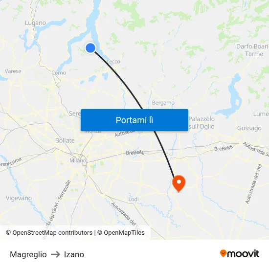 Magreglio to Izano map