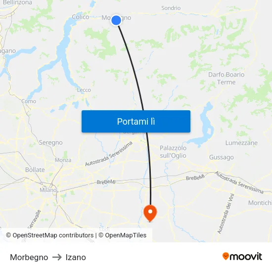Morbegno to Izano map