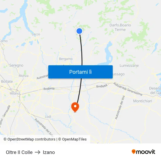 Oltre Il Colle to Izano map