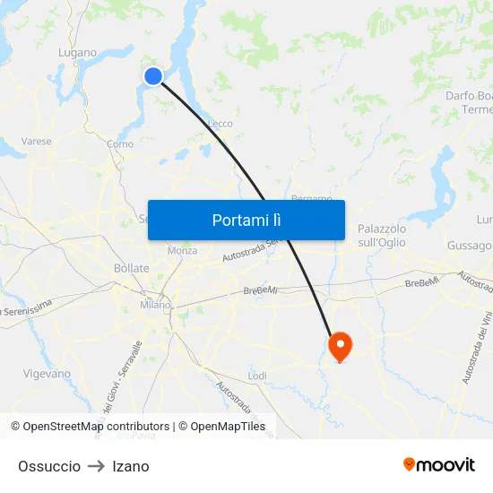 Ossuccio to Izano map