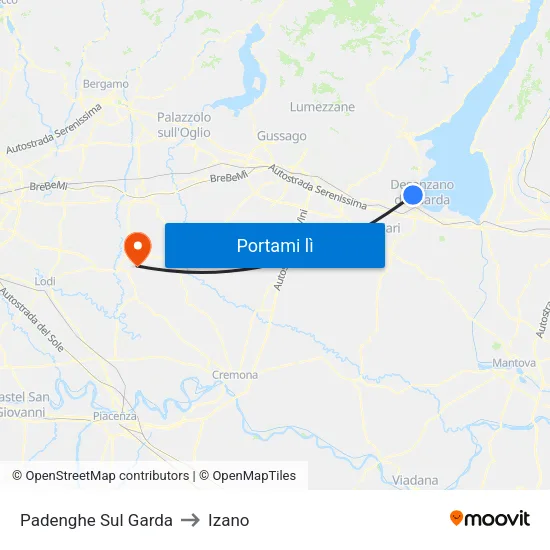 Padenghe Sul Garda to Izano map