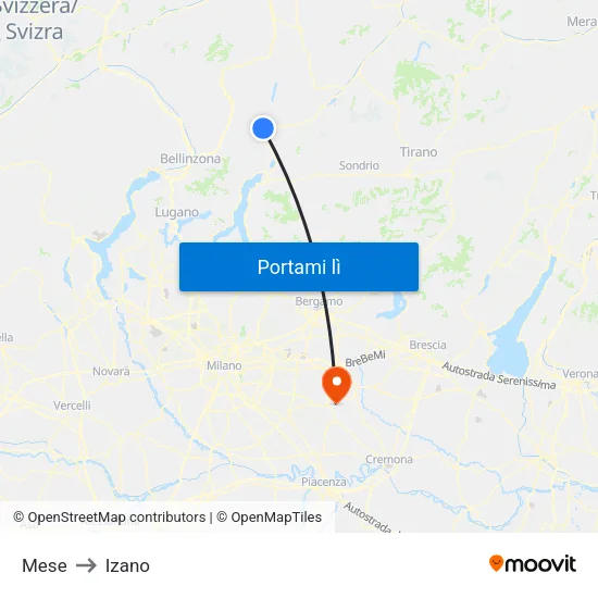 Mese to Izano map