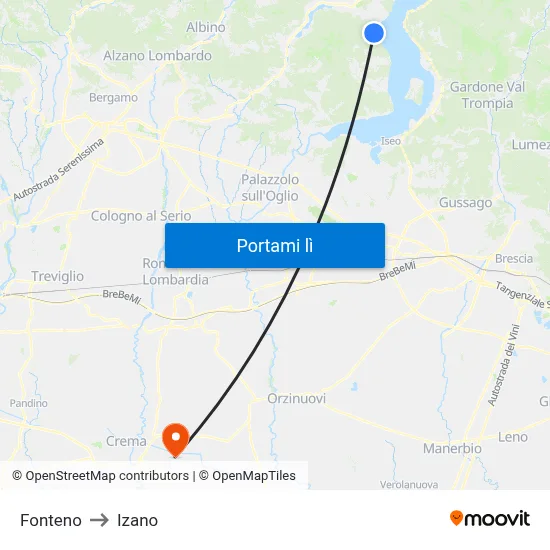 Fonteno to Izano map