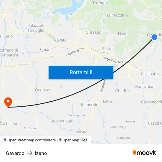 Gavardo to Izano map