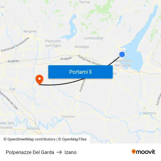 Polpenazze Del Garda to Izano map
