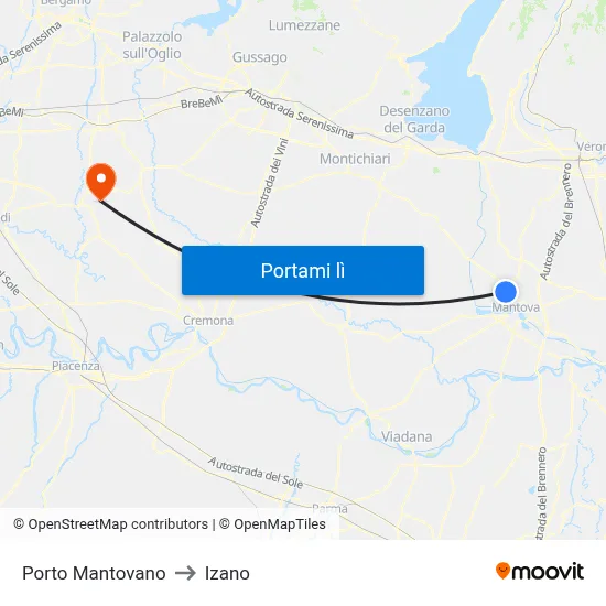 Porto Mantovano to Izano map