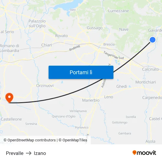 Prevalle to Izano map