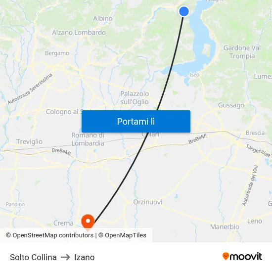 Solto Collina to Izano map
