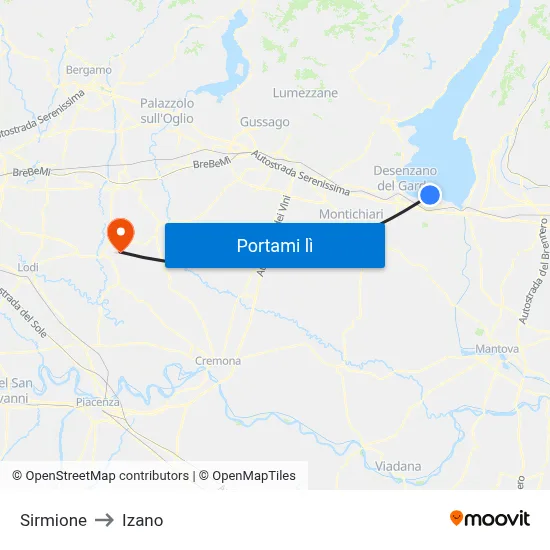 Sirmione to Izano map
