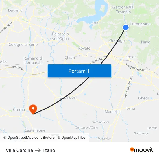 Villa Carcina to Izano map