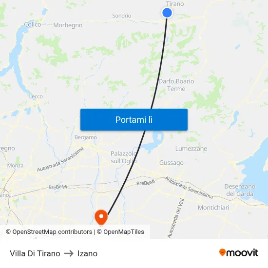 Villa Di Tirano to Izano map