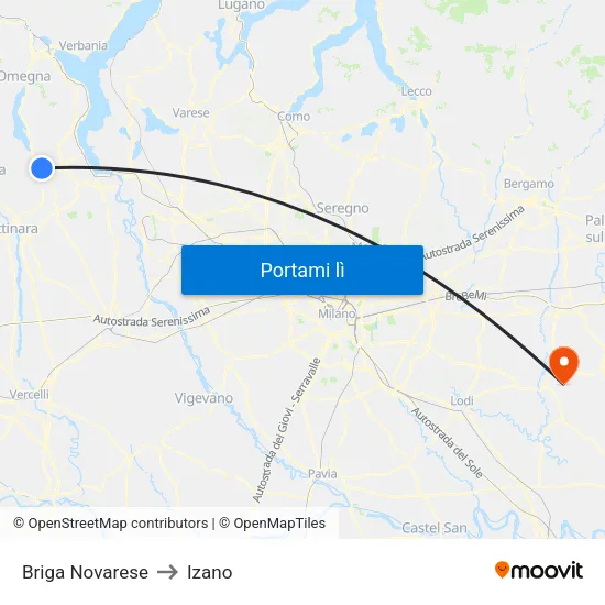 Briga Novarese to Izano map