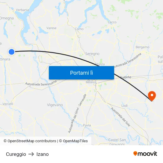 Cureggio to Izano map