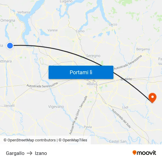 Gargallo to Izano map