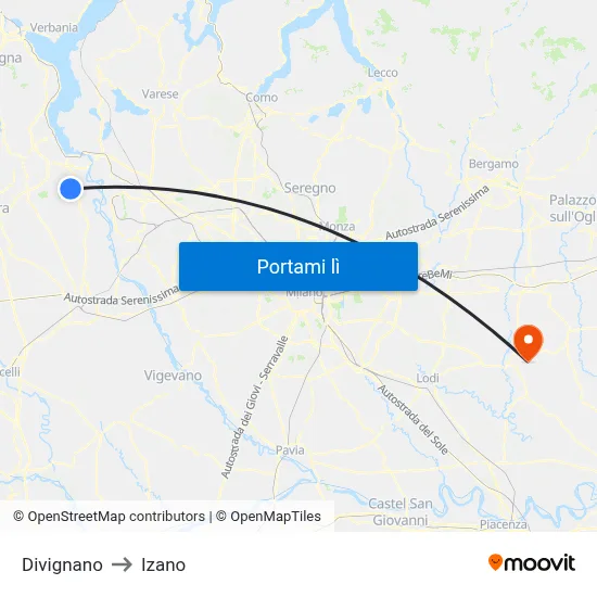 Divignano to Izano map