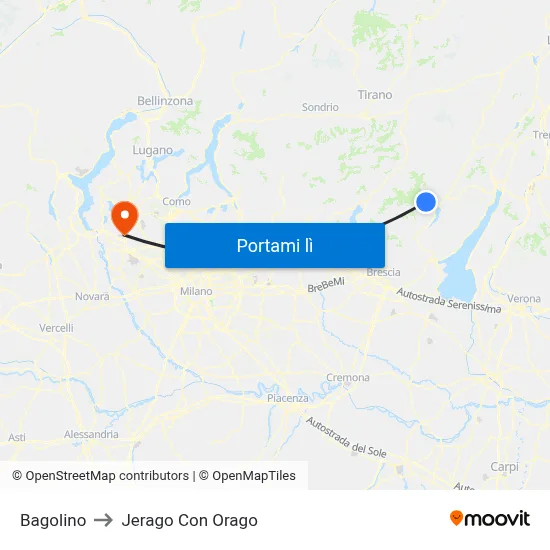 Bagolino to Jerago Con Orago map