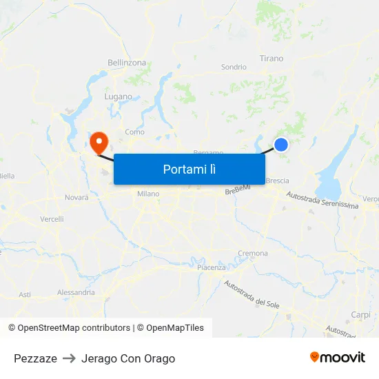 Pezzaze to Jerago Con Orago map