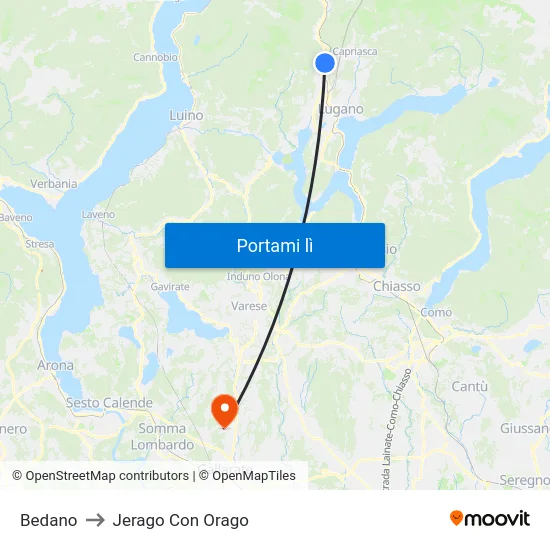 Bedano to Jerago Con Orago map