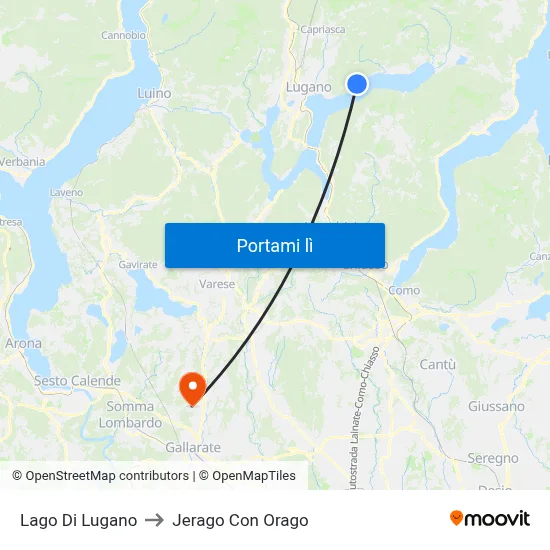 Lago Di Lugano to Jerago Con Orago map