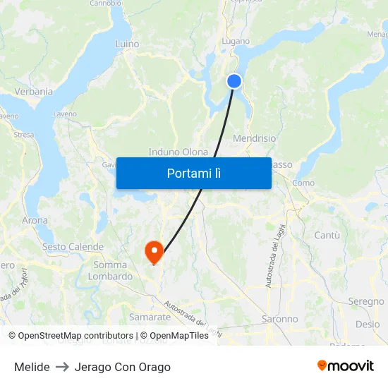 Melide to Jerago Con Orago map