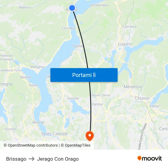 Brissago to Jerago Con Orago map
