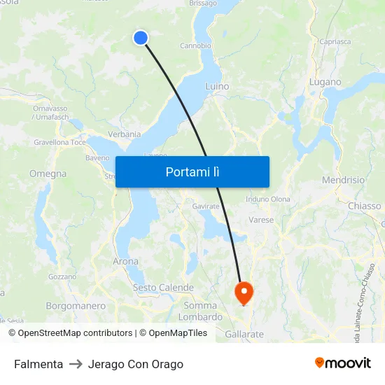 Falmenta to Jerago Con Orago map