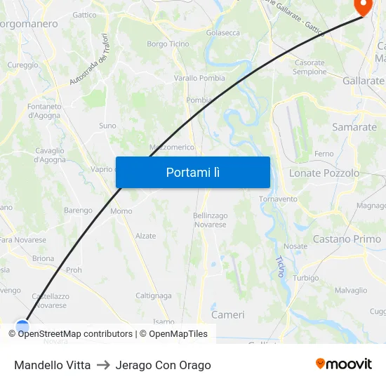Mandello Vitta to Jerago Con Orago map
