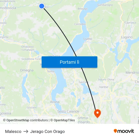 Malesco to Jerago Con Orago map
