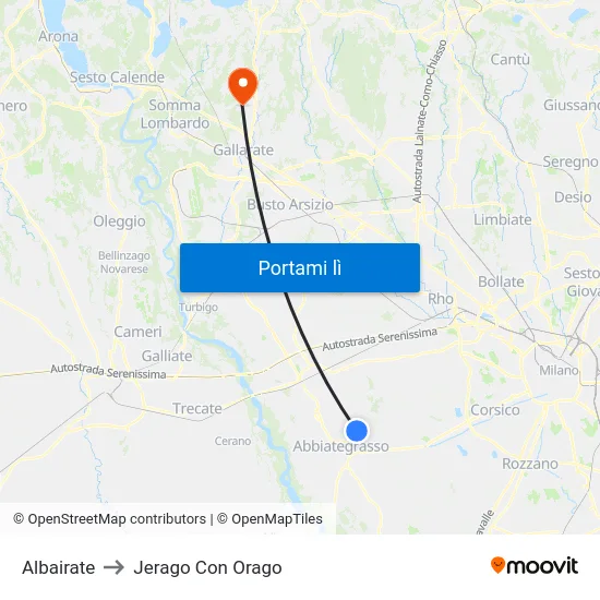 Albairate to Jerago Con Orago map
