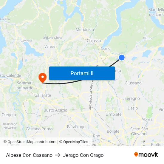 Albese Con Cassano to Jerago Con Orago map
