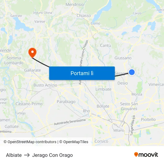 Albiate to Jerago Con Orago map