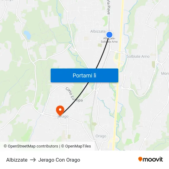 Albizzate to Jerago Con Orago map