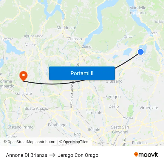 Annone Di Brianza to Jerago Con Orago map