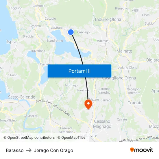 Barasso to Jerago Con Orago map
