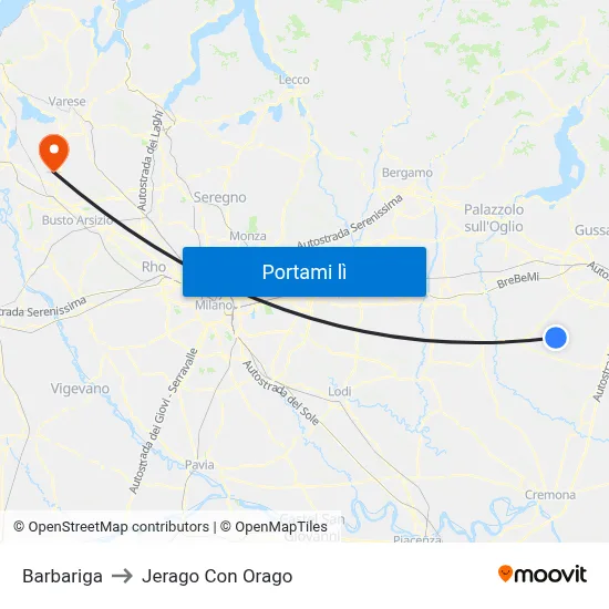 Barbariga to Jerago Con Orago map