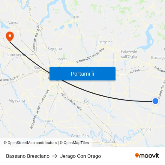 Bassano Bresciano to Jerago Con Orago map