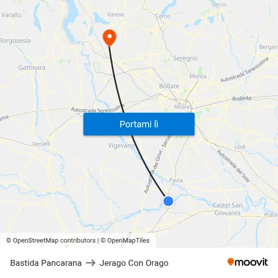 Bastida Pancarana to Jerago Con Orago map