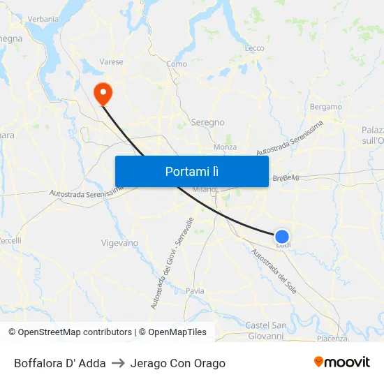 Boffalora D' Adda to Jerago Con Orago map