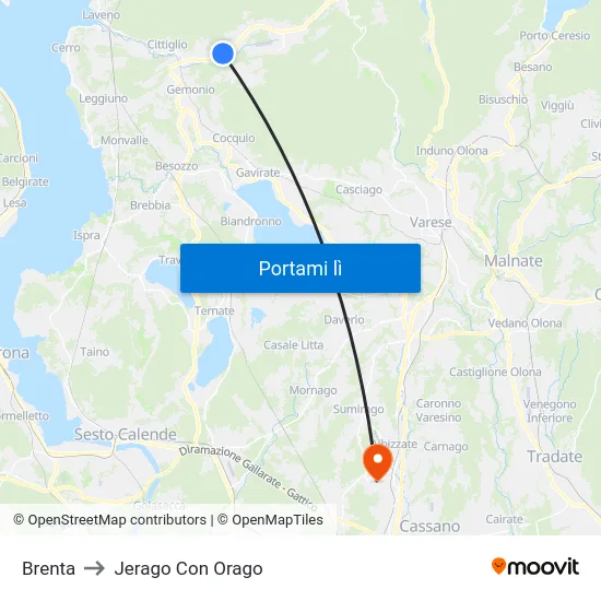 Brenta to Jerago Con Orago map